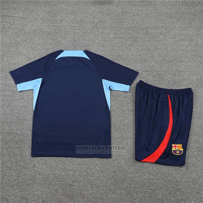 Fato de Treino Barcelona Manga Curta 2022-2023 Azul - Calcas Curta